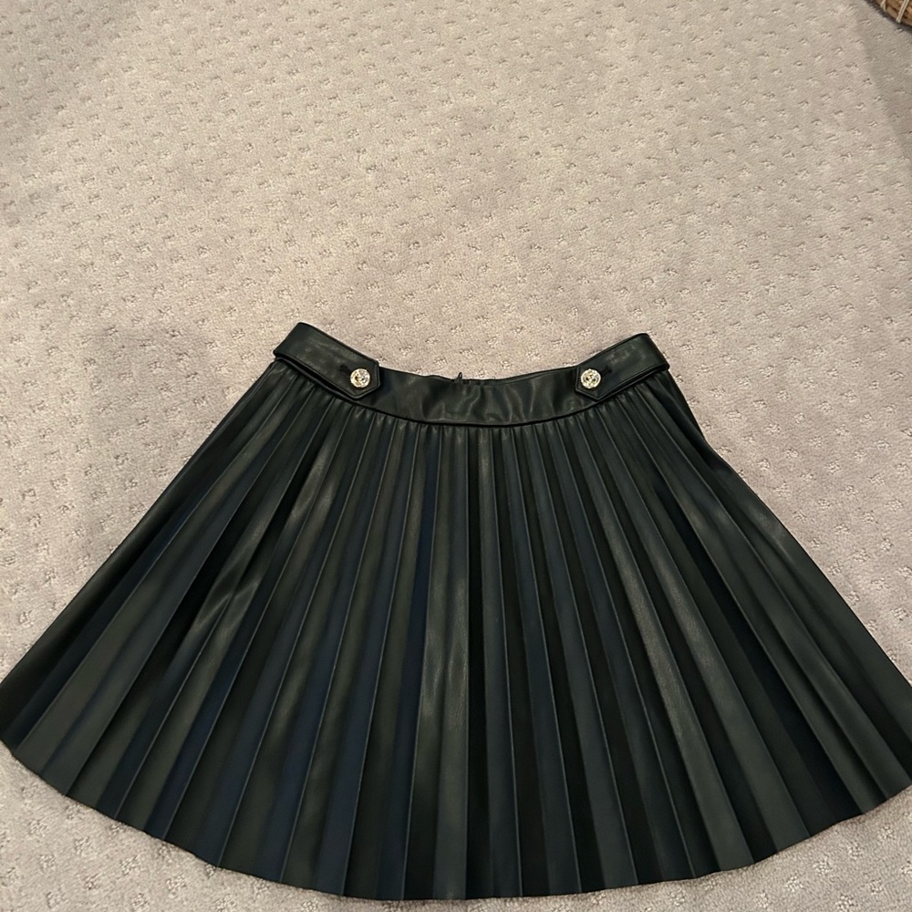 Zara faux leather Black Pleated Skirt